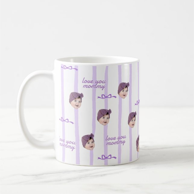 Café Caneca Personalizada com Foto Padrão de Laço Fofo  (Esquerda)