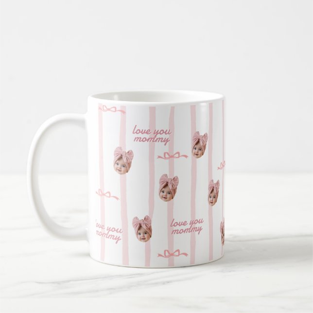 Café Caneca Personalizada com Foto Padrão de Laço Fofo  (Esquerda)