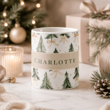 Caneca Personalizada com Nome e Árvore de Natal em