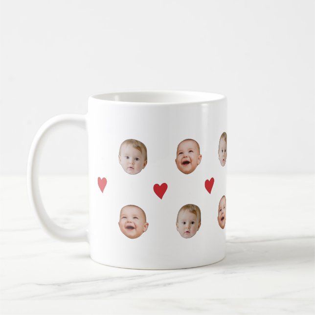 Café Caneca Personalizada com Rosto de Bebê Fofo 2 Foto (Esquerda)
