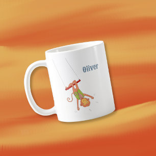 Café Caneca Personalizada Criança Acrobata Macaco de Ci
