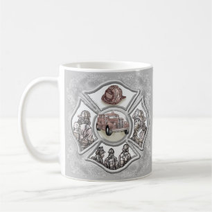 Café caneca personalizada cruz de malta bombeiro