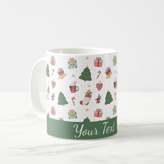 Café Caneca Personalizada da Árvore de Natal Fofa (Frente Esquerda)