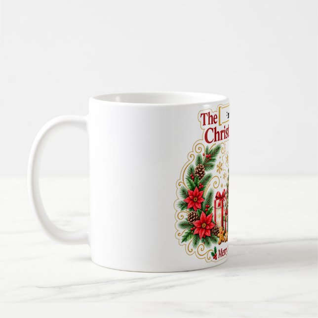 Café Caneca Personalizada da Equipe de Natal da Família (Esquerda)