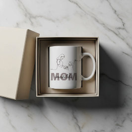 Café Caneca personalizada da mamãe com arte de linha ún