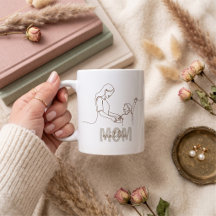 Caneca personalizada da mamãe com arte de linha ún