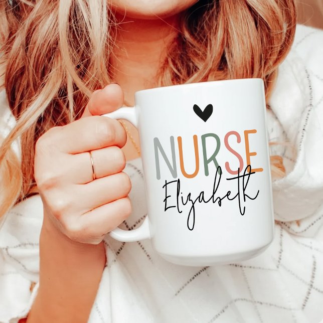 Café Caneca Personalizada de Aniversário para Enfermeir (Funny Nurse Mug Gift for Her – Personalized Colorful Coffee Cup for RN or Student)