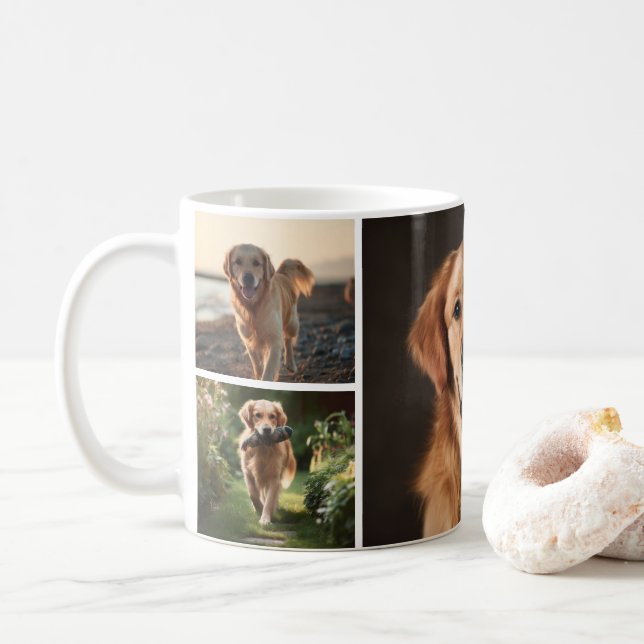 Café Caneca Personalizada de Cachorro Fofinho com 4 Fot (Com Donut)