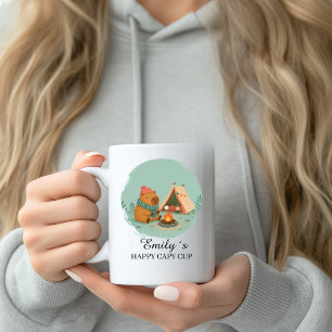 Café Caneca Personalizada de Camping Capybara com Nome 