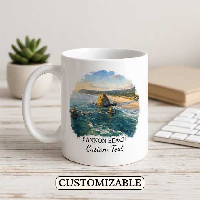 Café Caneca Personalizada de Cannon Beach, Costa do Ore (Criador carregado)
