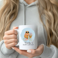 Caneca Personalizada de Capivara de Bicicleta Flor