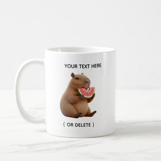 Café Caneca Personalizada de Capivara Fofa Comendo Mela (Esquerda)