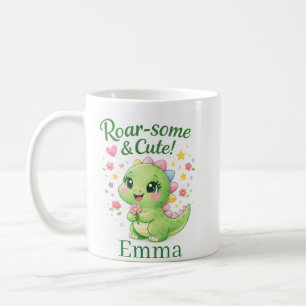 Café Caneca Personalizada de Dinossauro com Nome Fofinh