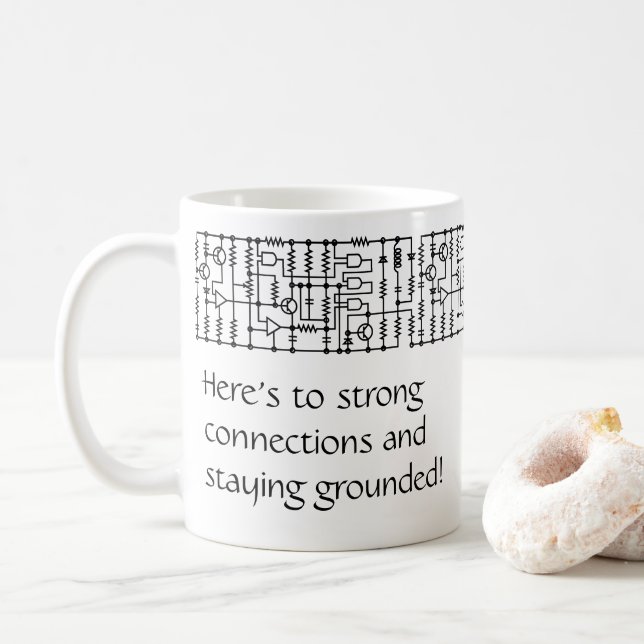 Café Caneca Personalizada de Esquema Preta e Branca (Com Donut)
