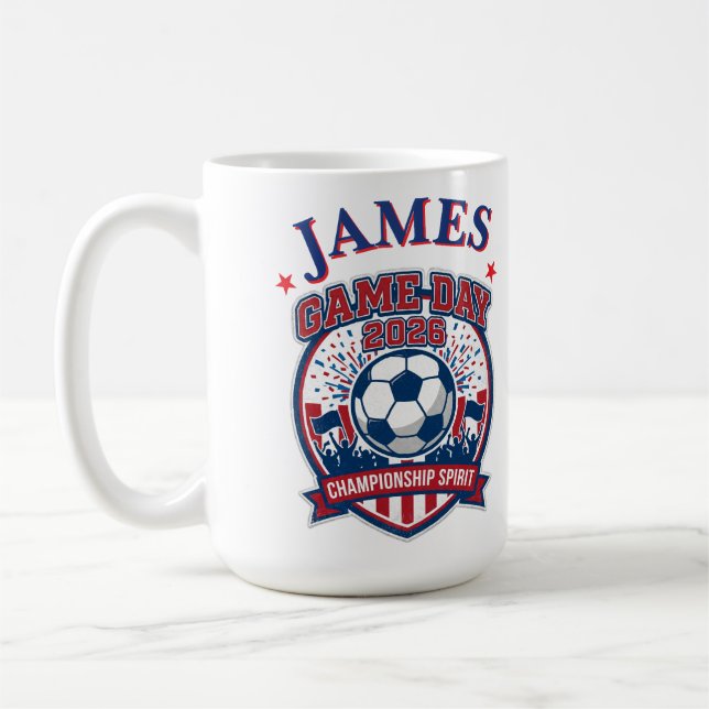 Café Caneca Personalizada de Fã de Futebol com Nome | D (Esquerda)