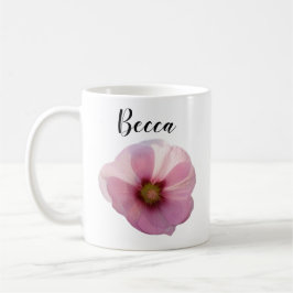 Café Caneca Personalizada de Flor Hollyhock Rosa Brilha
