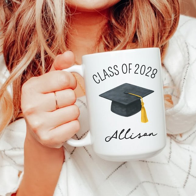 Café Caneca Personalizada de Formatura para Ela ou Ele (Custom Name Graduation Mug Gift for Him or Her, Custom Graduation Gift Mug for College Students)