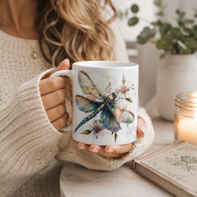 Café Caneca Personalizada de Libélula em Aquarela (Criador carregado)
