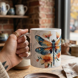 Café Caneca Personalizada de Libélula em Aquarela