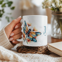 Café Caneca Personalizada de Libélula em Aquarela