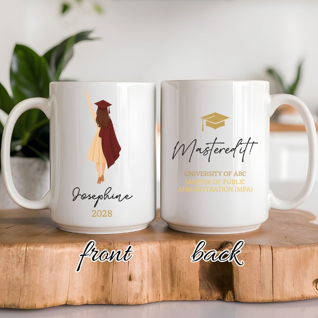 Café Caneca Personalizada de Mestrado Presente de Forma (Custom Graduate Mug Master’s Degree Gift for Her, Master’s Degree Custom Mug Gift for Graduates)