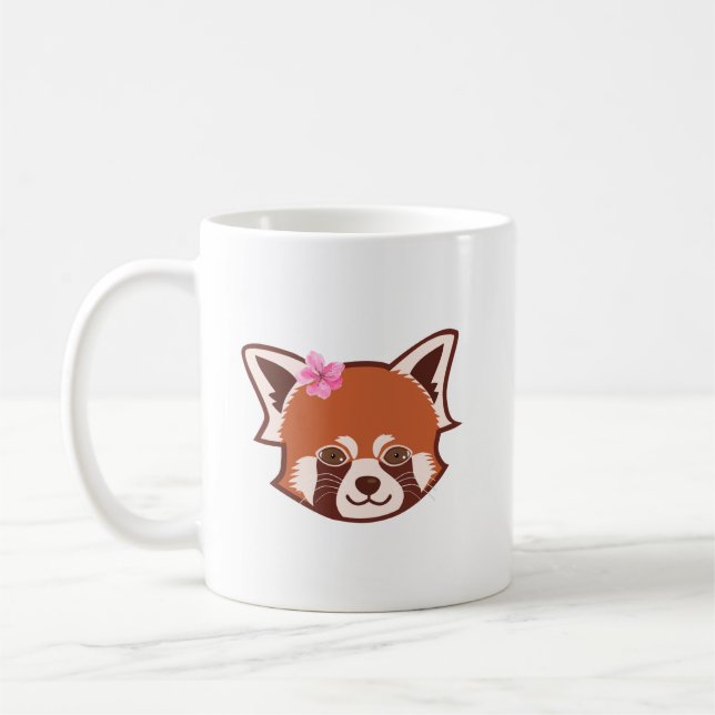 Café Caneca Personalizada de Monograma de Panda Vermelh (Esquerda)