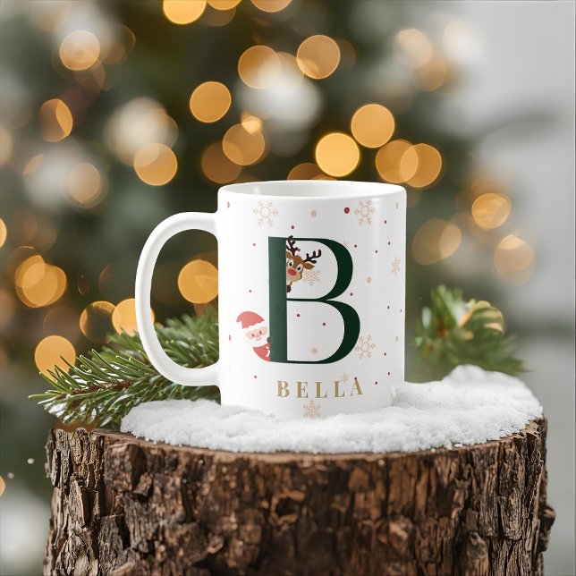 Café Caneca Personalizada de Natal com Monograma B (Criador carregado)