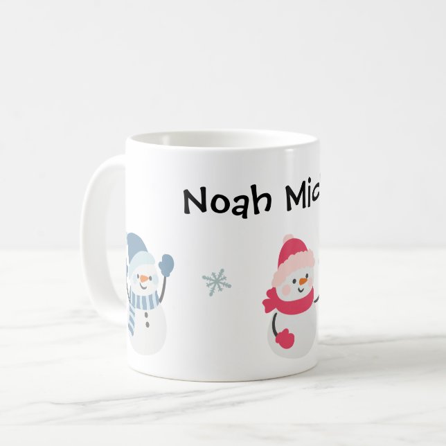 Café Caneca Personalizada de Natal de Snowman Kid (Frente Esquerda)