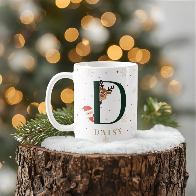 Café Caneca Personalizada de Natal Monograma D (Criador carregado)