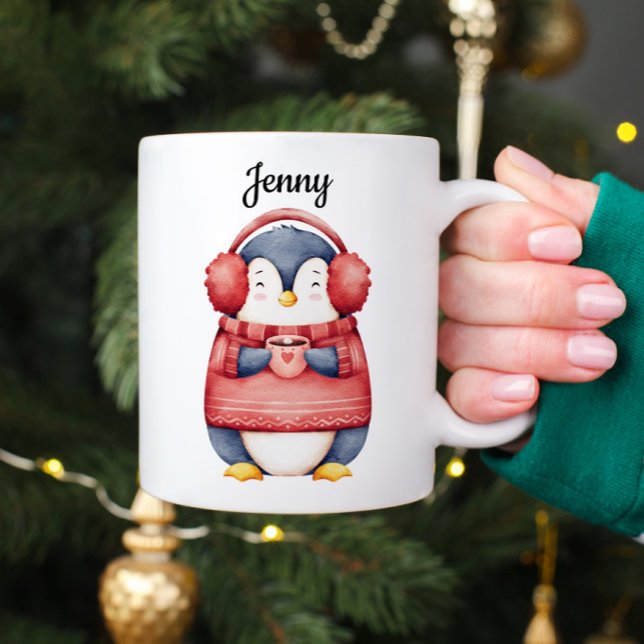 Café Caneca Personalizada de Natal Pinguim (Criador carregado)