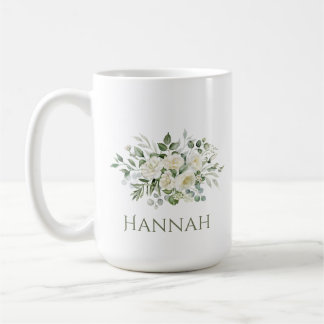 Café Caneca Personalizada de Noiva com Floral Branco