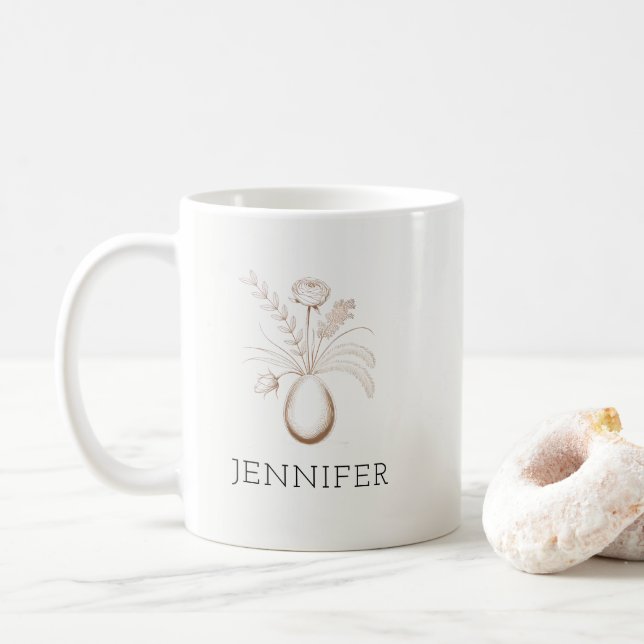 Café Caneca Personalizada de Páscoa Botânica Elegante P (Com Donut)