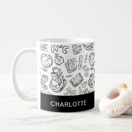 Café Caneca Personalizada de Professor Preto e Branco c