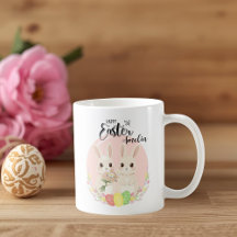Caneca Personalizada Dois Coelhos De Páscoa