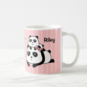 Café Caneca Personalizada Filhote de Panda Fofo e Mamãe