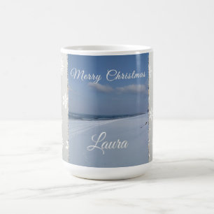 Café Caneca Personalizada Flocos de Neve Natal Feliz