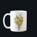 Café Caneca Personalizada Flor de Nascimento em Aquarel<br><div class="desc">Celebre uma conexão especial com nossa Caneca Personalizada com Flor de Nascimento em Aquarela. Com uma ilustração floral que representa a beleza única do mês de nascimento, esta caneca combina estilo artístico com funcionalidade cotidiana. As texturas suaves e etéreas da aquarela sobressaem contra a cerâmica nítida, criando uma peça que...</div>