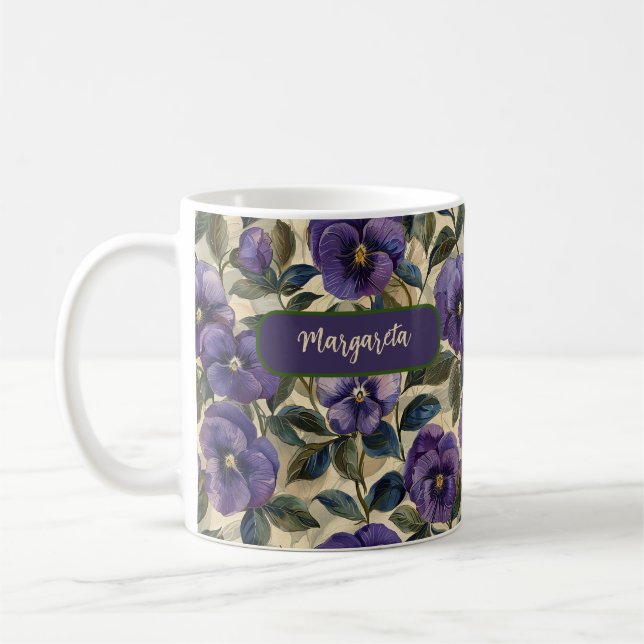 Café Caneca Personalizada Floral Flor de Amora Violeta (Esquerda)