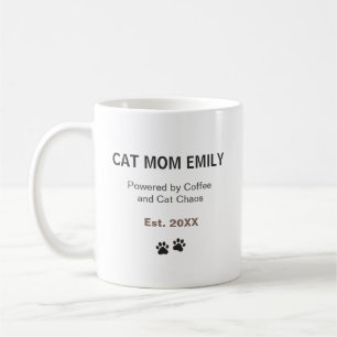 Café Caneca Personalizada Mãe de Gato Engraçada Nome Pe