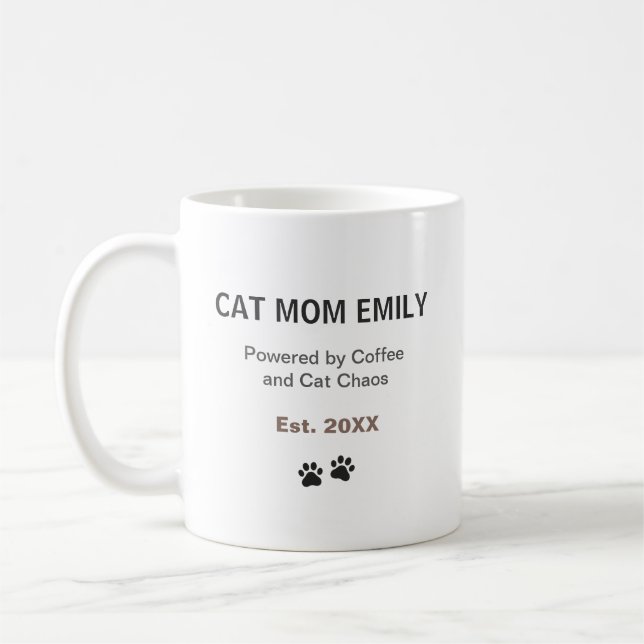 Café Caneca Personalizada Mãe de Gato Engraçada Nome Pe (Esquerda)