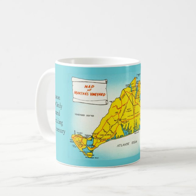 Café Caneca Personalizada Mapa de Martha's Vineyard (Frente Esquerda)