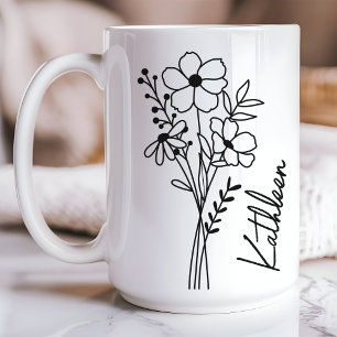 Café Caneca Personalizada para Ela, Caneca de Flores Si