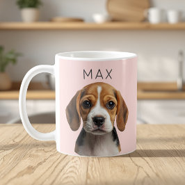 Café Caneca Personalizada Rosa Bege com Foto de Cachorr