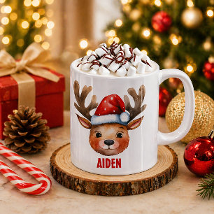 Café Caneca Personalizada Rosto de Rena para Crianças