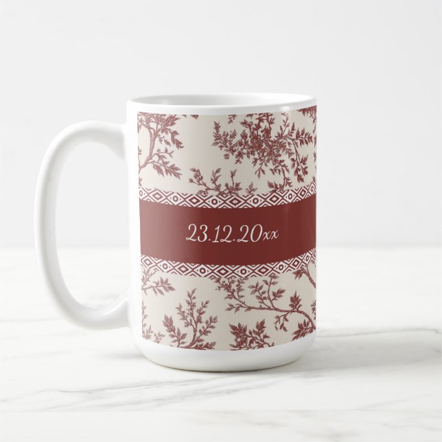 Café Caneca Personalizada Toile De Jouy Nome Data Gi (Esquerda)