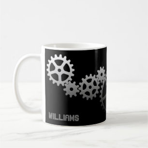 Café Caneca personalizável com padrão de engrenagens