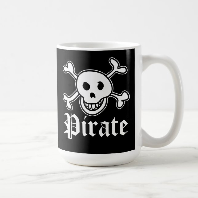 Café Caneca pirata com design de crânio e ossos (Direita)