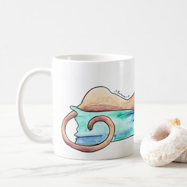 Café Caneca preguiçosa da ilustração do galgo de (Com Donut)