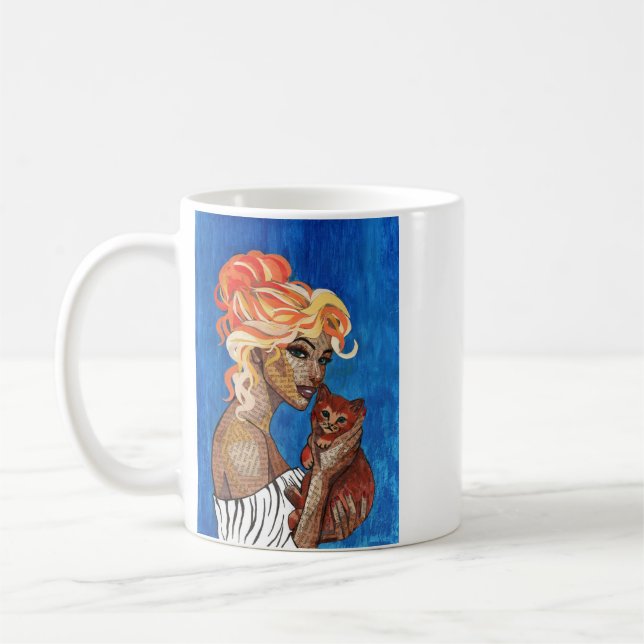 Café Caneca Presente para Mãe de Gato Chic com Texto de (Esquerda)