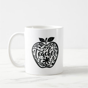Café Caneca Preta e Branca de Agradecimento ao Professo
